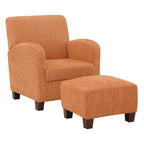 OS Home and Office Furniture Aiden Chair & Ottoman Herringbone Orange with Medium Espresso Legs