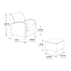 OS Home and Office Furniture Aiden Chair & Ottoman Herringbone Orange with Medium Espresso Legs