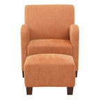 OS Home and Office Furniture Aiden Chair & Ottoman Herringbone Orange with Medium Espresso Legs
