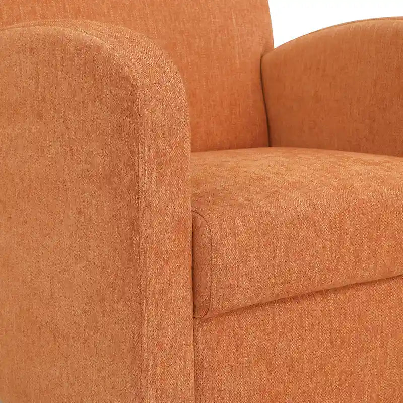 OS Home and Office Furniture Aiden Chair & Ottoman Herringbone Orange with Medium Espresso Legs