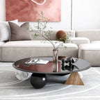 Round Tempered Glass Table Top in Black with Beveled Edge