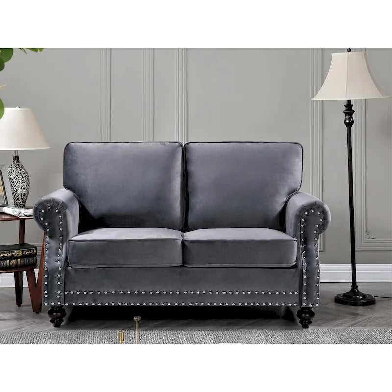 Ramos Nailhead Velvet Loveseat