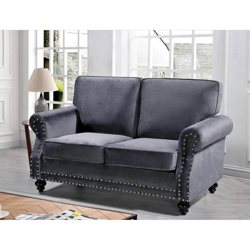 Ramos Nailhead Velvet Loveseat