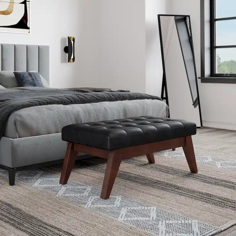 WYNDENHALL Tierney 40 inch Wide Mid Century Modern Rectangle Ottoman Bench