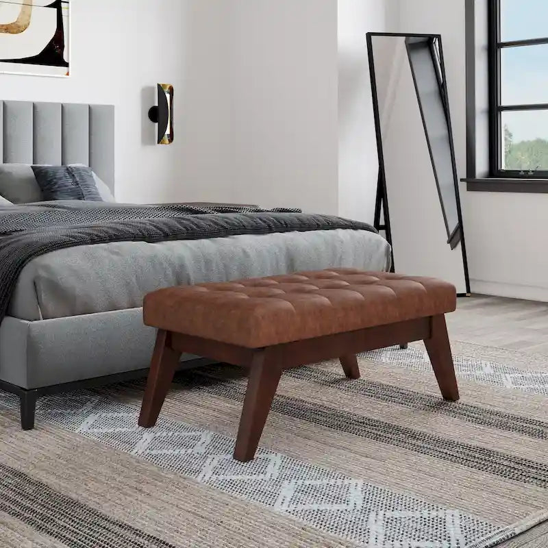 WYNDENHALL Tierney 40 inch Wide Mid Century Modern Rectangle Ottoman Bench