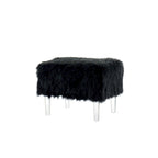 Andral Contemporary Faux Fur Acrylic Ottoman by Silver Orchid
