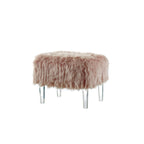 Andral Contemporary Faux Fur Acrylic Ottoman by Silver Orchid