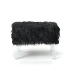Andral Contemporary Faux Fur Acrylic Ottoman by Silver Orchid