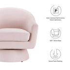 Astral Performance Velvet Fabric and Wood Swivel Chair