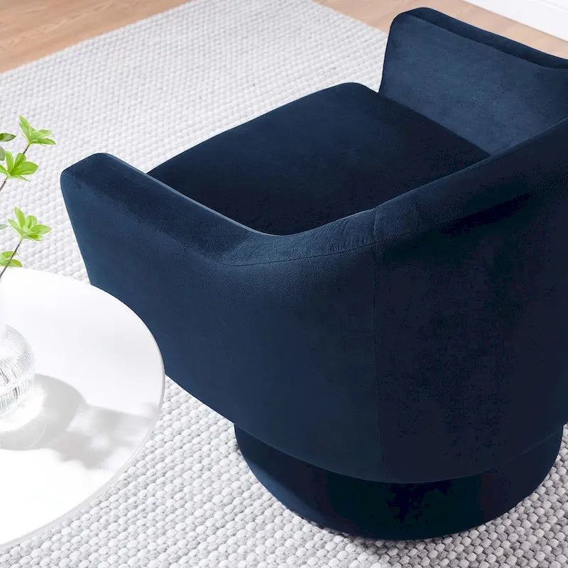 Astral Performance Velvet Fabric and Wood Swivel Chair