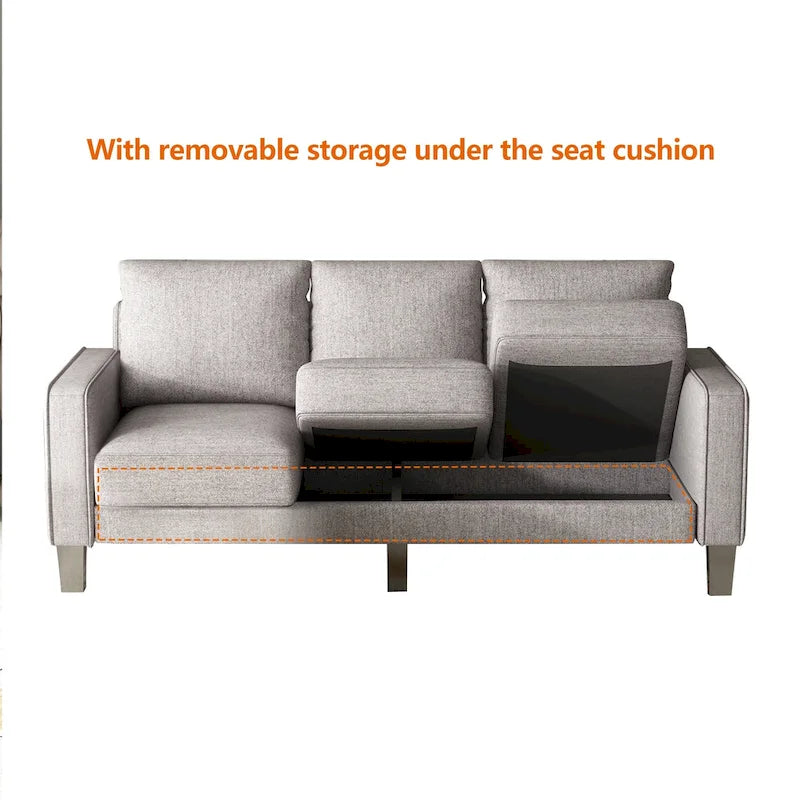 Modern Living Room Furniture Sofa in Beige Fabric