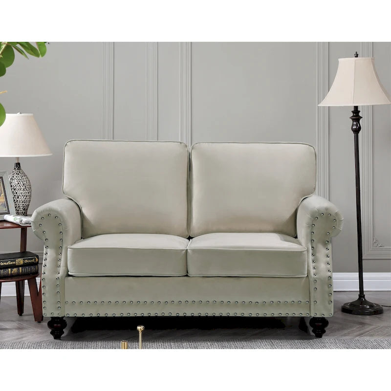 Suffield Velvet Nailhead Loveseat