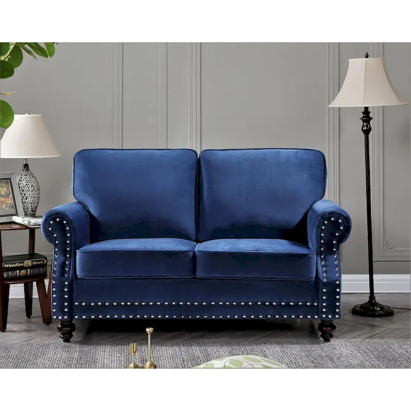 Suffield Velvet Nailhead Loveseat