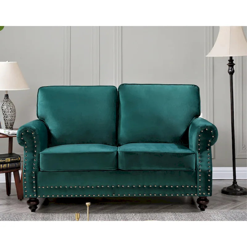 Suffield Velvet Nailhead Loveseat