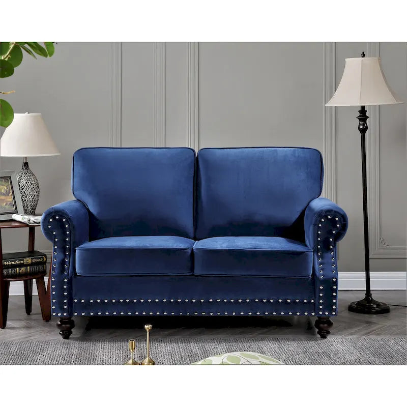 Suffield Velvet Nailhead Loveseat