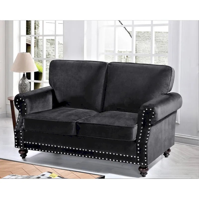 Suffield Velvet Nailhead Loveseat