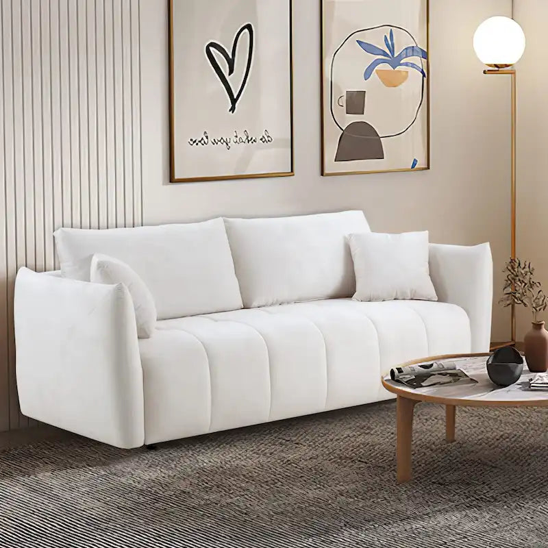 W85in Modern Upholstered 3 Seater Fabric Couch Sofa for Living Room