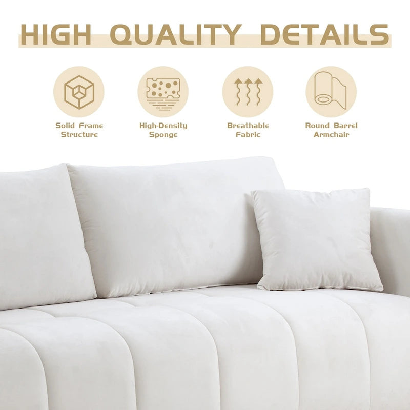 W85in Modern Upholstered 3 Seater Fabric Couch Sofa for Living Room