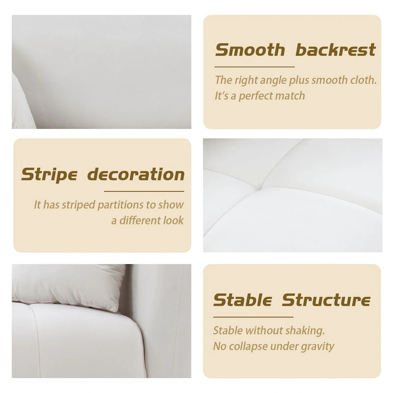 W85in Modern Upholstered 3 Seater Fabric Couch Sofa for Living Room