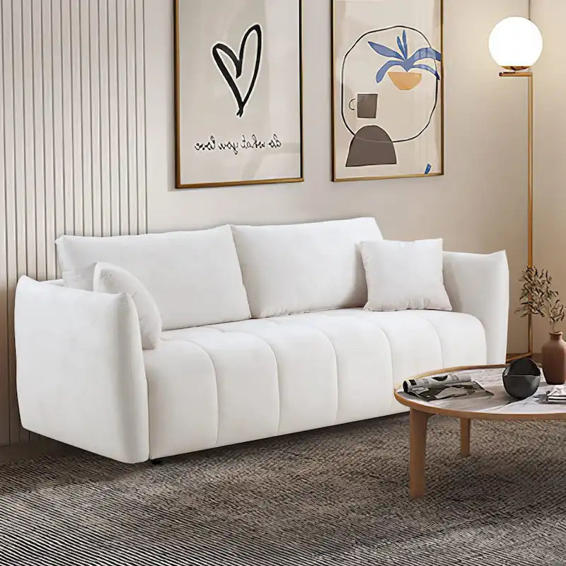 W85in Modern Upholstered 3 Seater Fabric Couch Sofa for Living Room