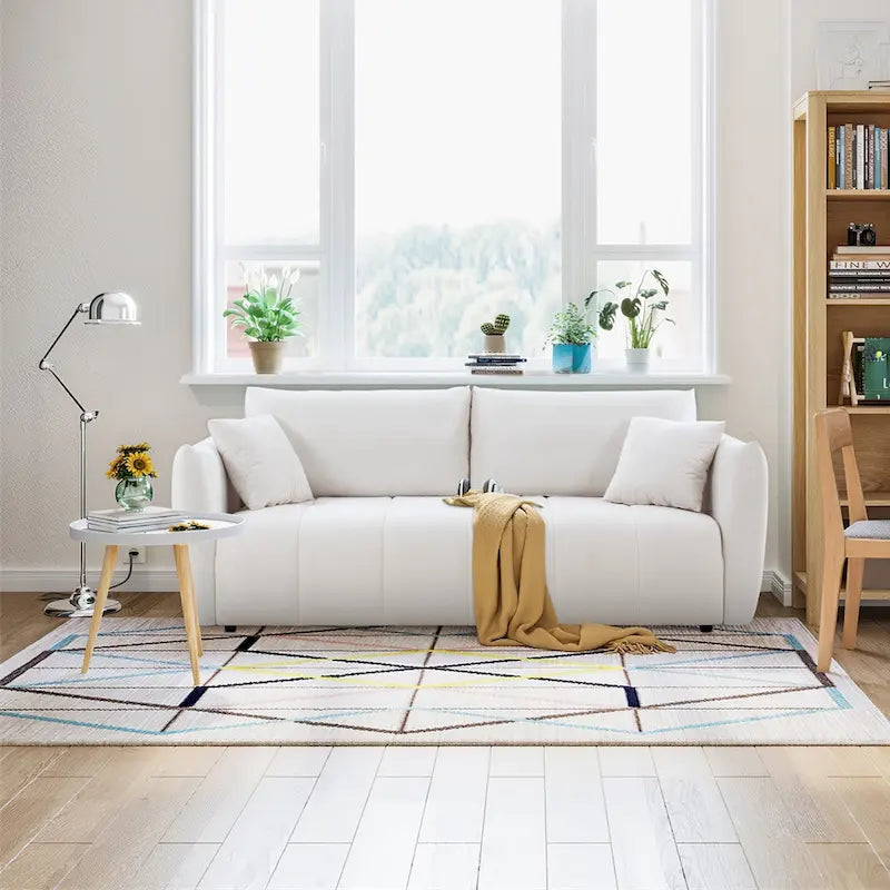 W85in Modern Upholstered 3 Seater Fabric Couch Sofa for Living Room