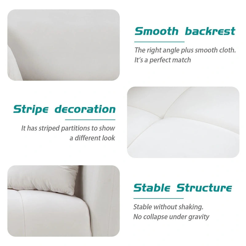 W85in Modern Upholstered 3 Seater Fabric Couch Sofa for Living Room