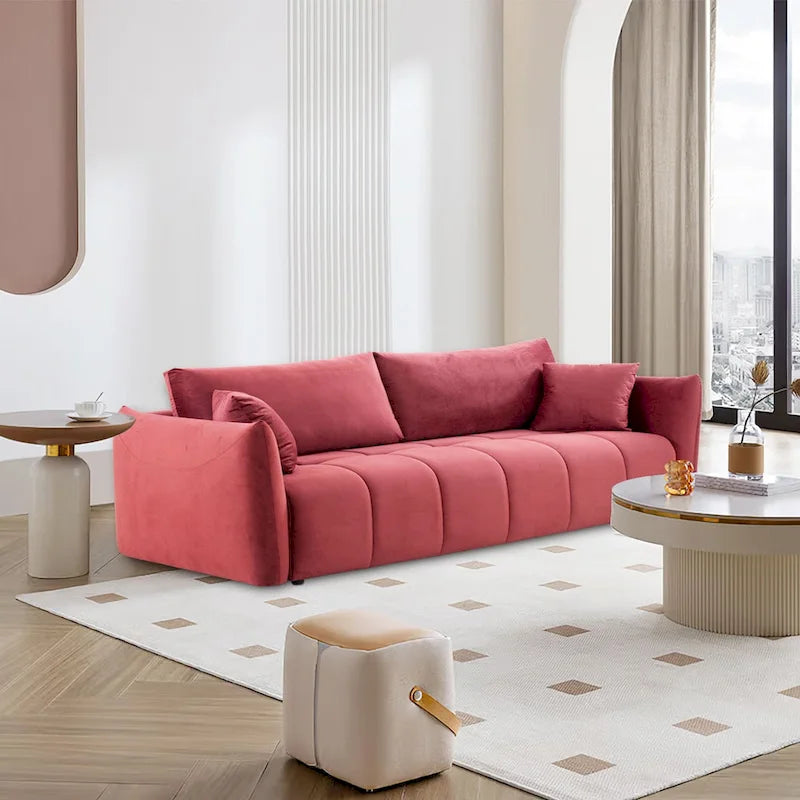 W85in Modern Upholstered 3 Seater Fabric Couch Sofa for Living Room