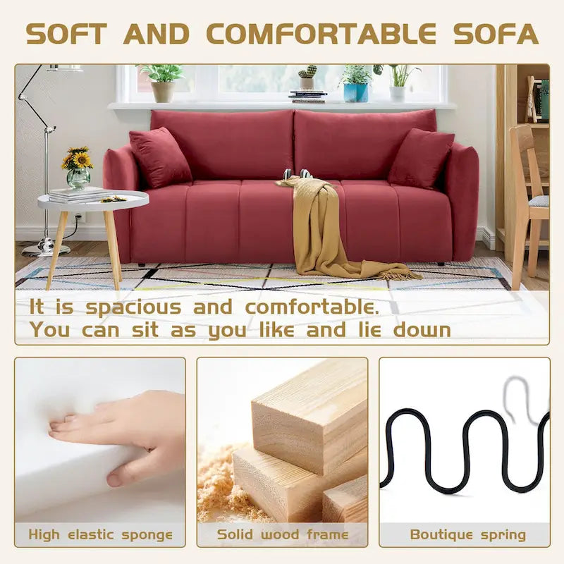 W85in Modern Upholstered 3 Seater Fabric Couch Sofa for Living Room