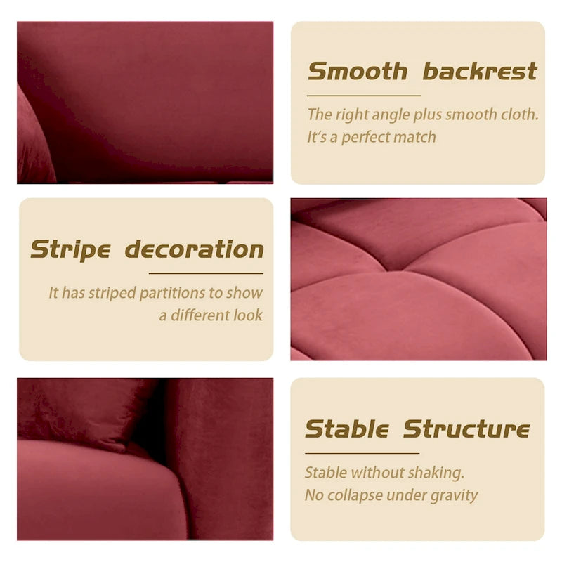 W85in Modern Upholstered 3 Seater Fabric Couch Sofa for Living Room