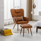 Hausfame Faux Leather Wingback Chairs with Ottoman Accent Chairs Living Room Chairs