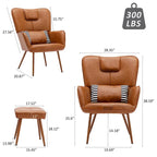 Hausfame Faux Leather Wingback Chairs with Ottoman Accent Chairs Living Room Chairs