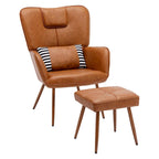 Hausfame Faux Leather Wingback Chairs with Ottoman Accent Chairs Living Room Chairs