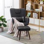 Hausfame Faux Leather Wingback Chairs with Ottoman Accent Chairs Living Room Chairs