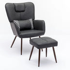 Hausfame Faux Leather Wingback Chairs with Ottoman Accent Chairs Living Room Chairs