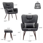 Hausfame Faux Leather Wingback Chairs with Ottoman Accent Chairs Living Room Chairs