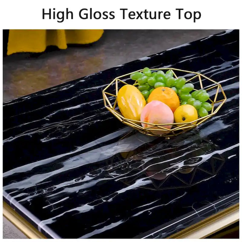 Modern Coffee Table with Stainless Steel Base 48 inches Rectangular Coffee Table with Sturdy Metal Frame for Living Room