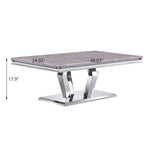 Modern Coffee Table with Stainless Steel Base 48 inches Rectangular Coffee Table with Sturdy Metal Frame for Living Room
