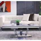 Modern Coffee Table with Stainless Steel Base 48 inches Rectangular Coffee Table with Sturdy Metal Frame for Living Room
