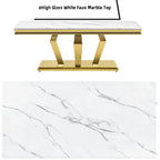 Modern Coffee Table with Stainless Steel Base 48 inches Rectangular Coffee Table with Sturdy Metal Frame for Living Room