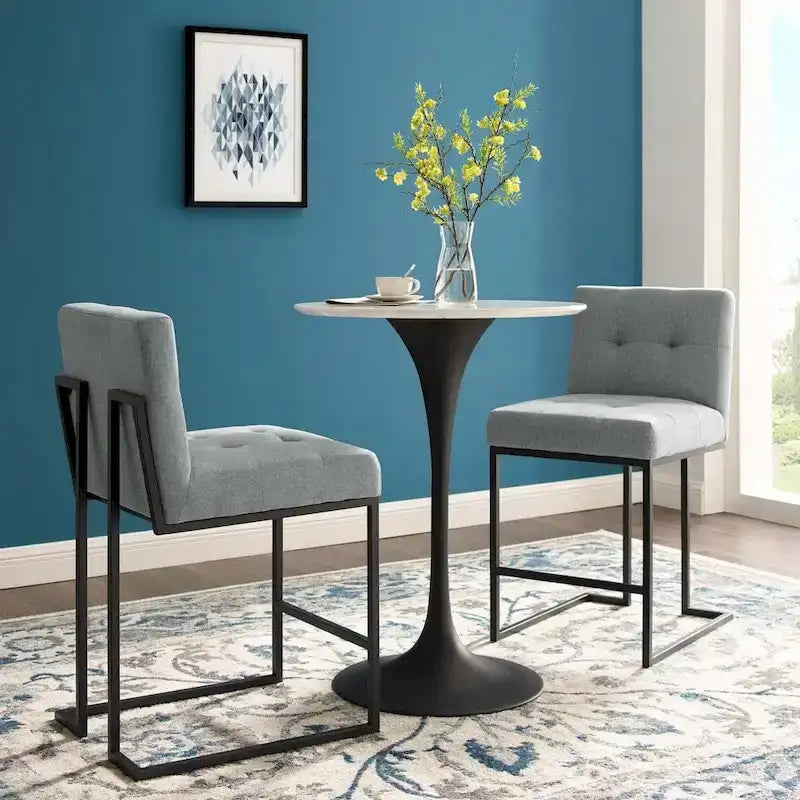 Carson Carrington Kampbo Black Stainless Steel Upholstered Counter Stool (Set of 2) - N/A