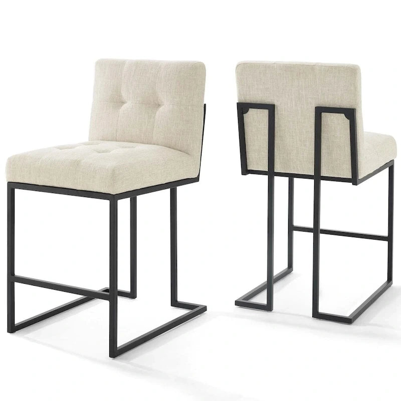Carson Carrington Kampbo Black Stainless Steel Upholstered Counter Stool (Set of 2) - N/A