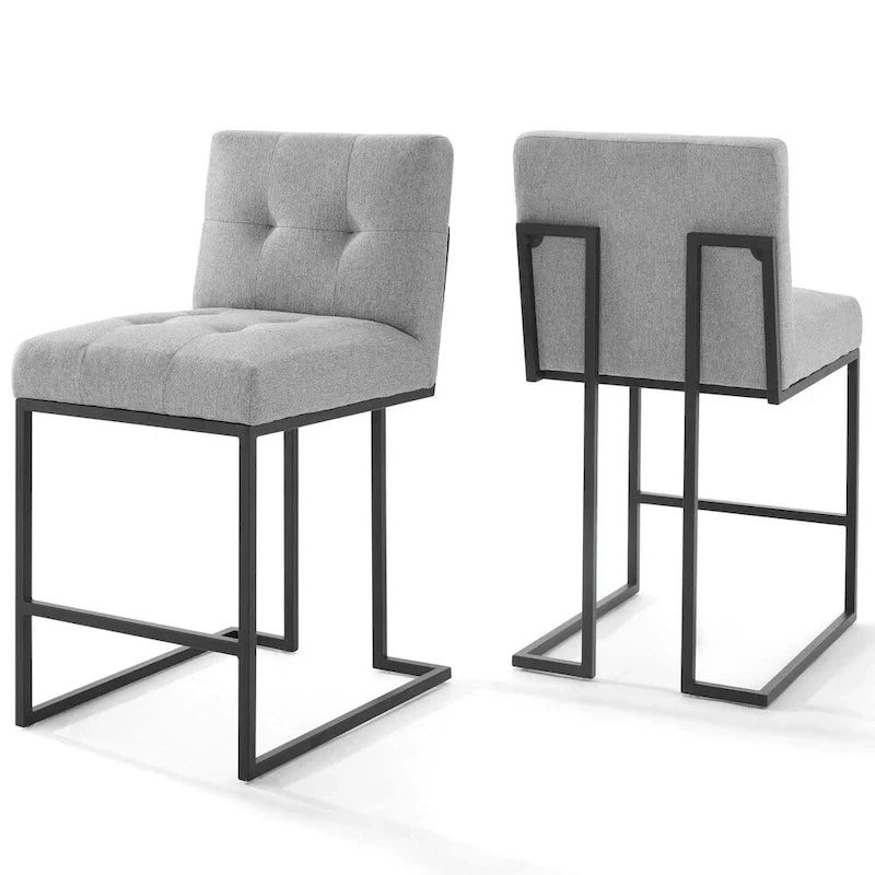 Carson Carrington Kampbo Black Stainless Steel Upholstered Counter Stool (Set of 2) - N/A