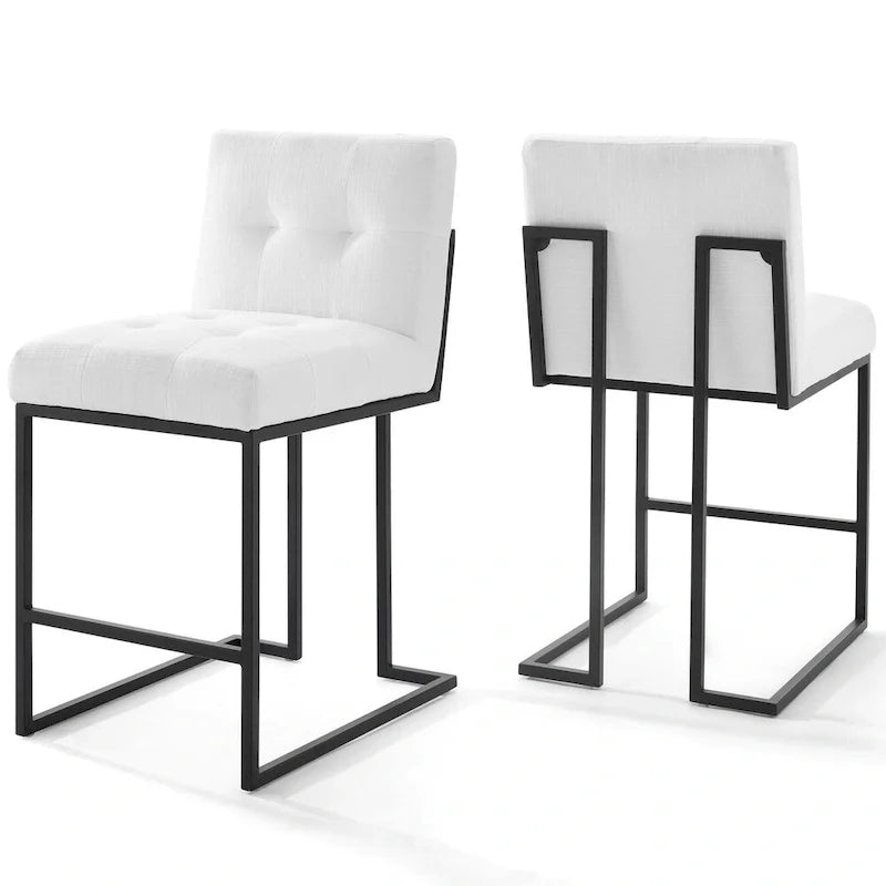 Carson Carrington Kampbo Black Stainless Steel Upholstered Counter Stool (Set of 2) - N/A