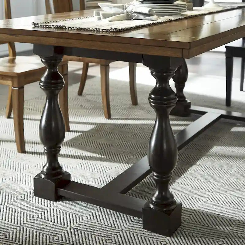 Eleanor 78-inch Oak Dining Table with Turned Leg Trestle Base by iNSPIRE Q Classic