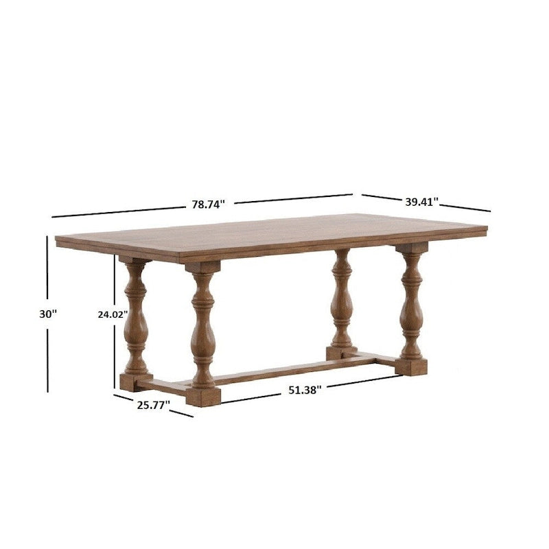 Eleanor 78-inch Oak Dining Table with Turned Leg Trestle Base by iNSPIRE Q Classic