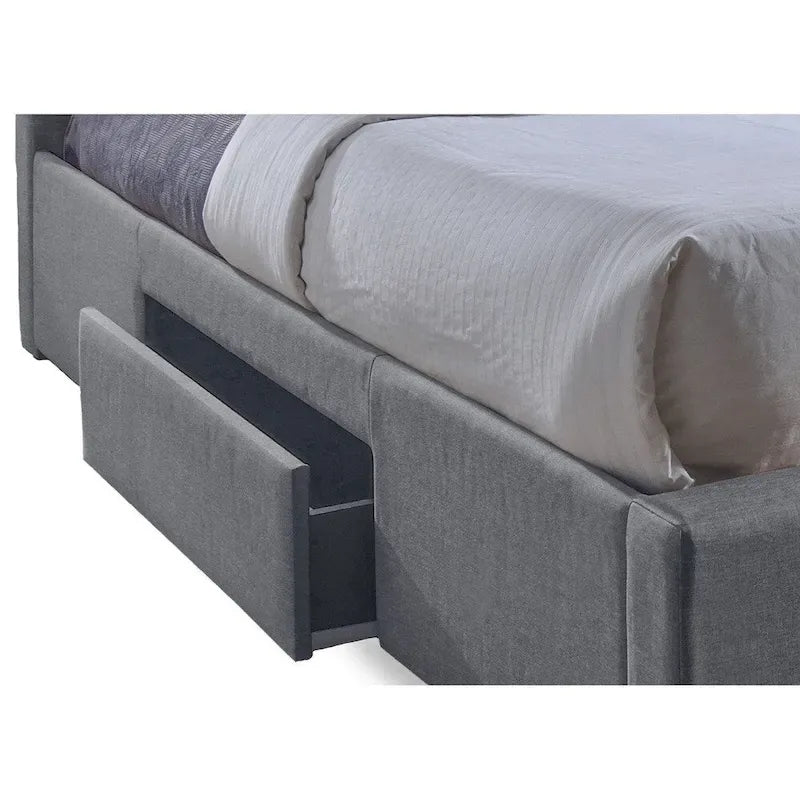 Sarter Contemporary Grid-Tufted Grey Fabric Upholstered Storage Bed with 2-drawer