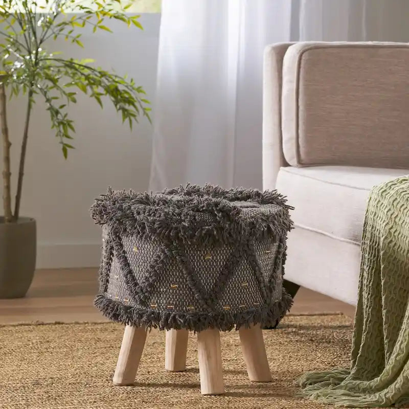 Roja Handcrafted Boho Fabric Stool by Christopher Knight Home