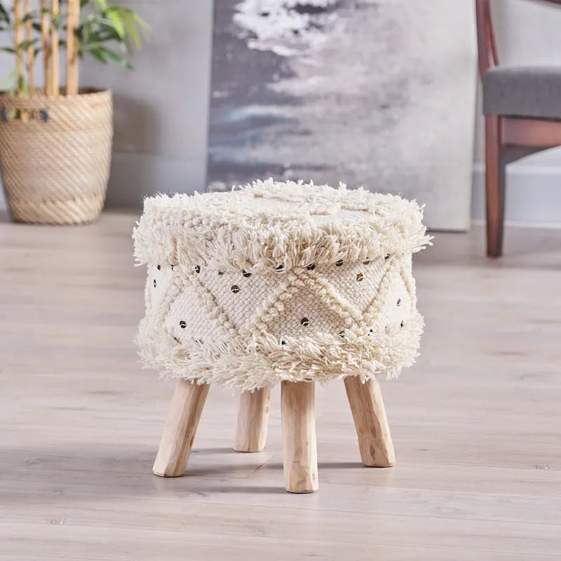 Roja Handcrafted Boho Fabric Stool by Christopher Knight Home