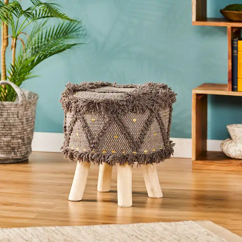 Roja Handcrafted Boho Fabric Stool by Christopher Knight Home