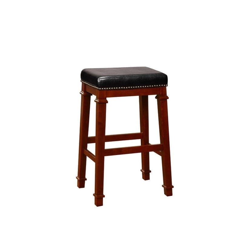 Linon Elle Black Faux Leather Backless 31.01-inch Bar Stool